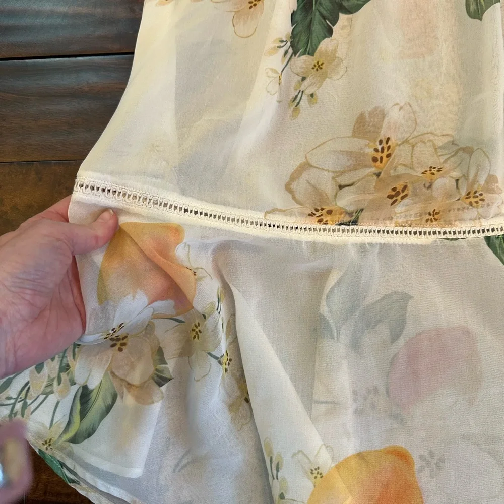 Farm Rio Eloisa Sheer Floral Dress Empire Waist size Small MSRP $280 - Picture 7 of 8